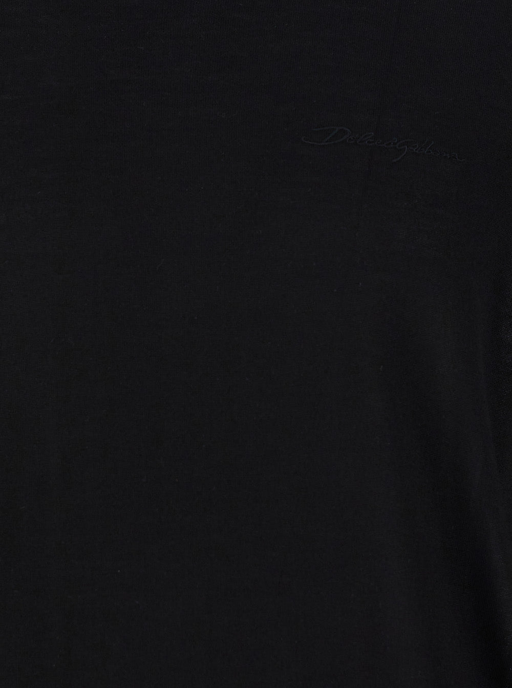 Dolce & Gabbana Men Black Sweater With Tonal Signature Logo In Silk Man
