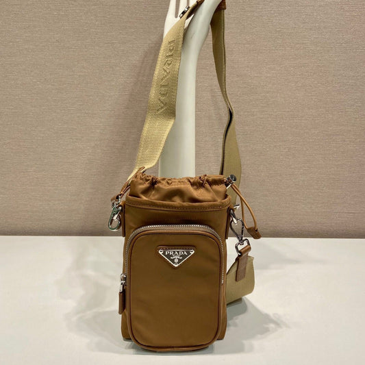 PRADA PHONE BAG 18 IN SEPIA BROWN RE-NYLON