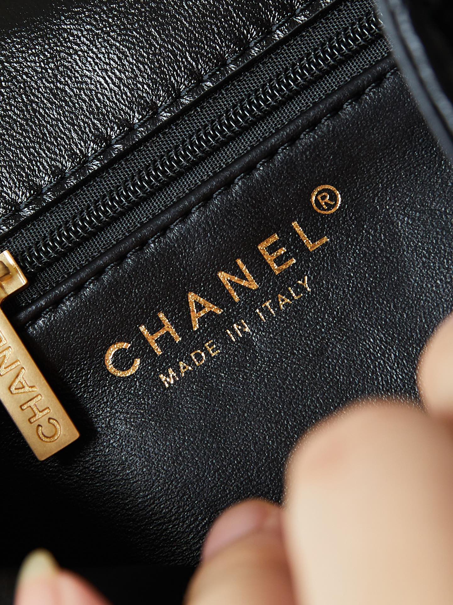 CHANEL 24s small flap bag 23cm black calfskin gold hardware