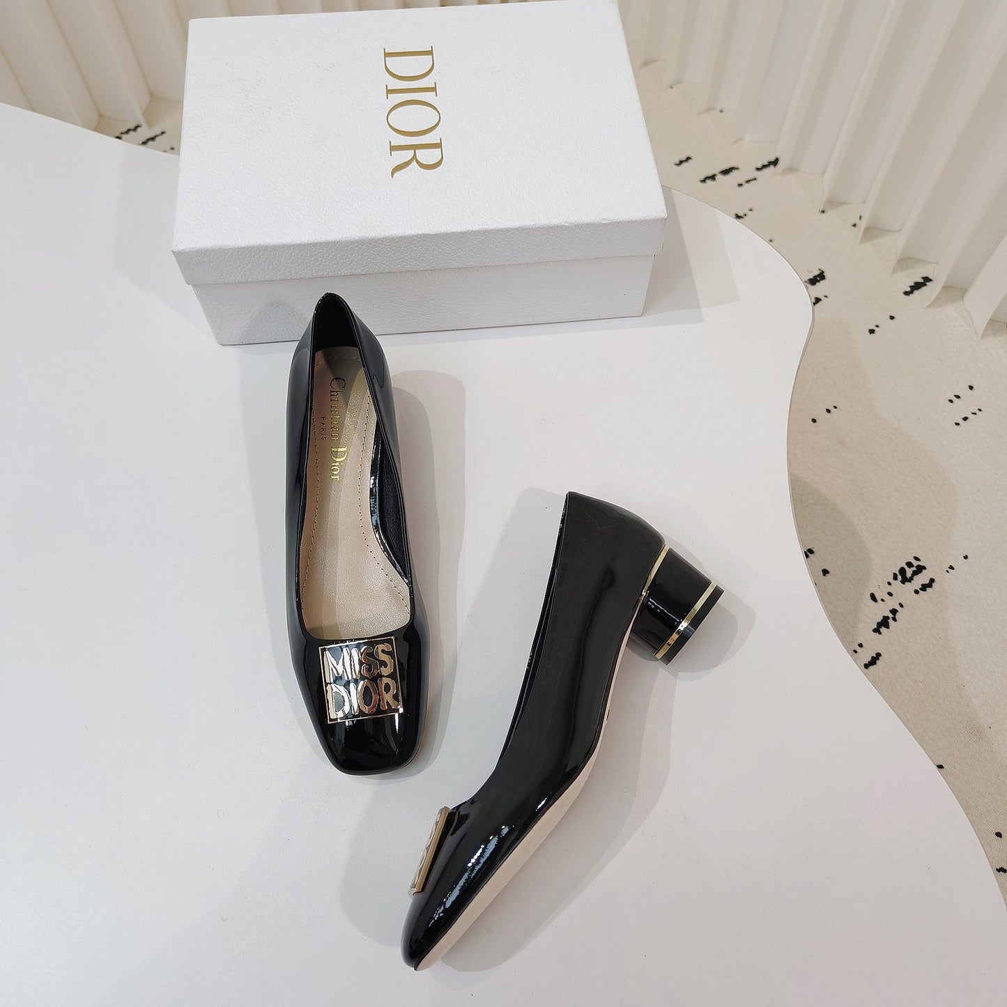 DIOR Miss DIOR Pump 40mm In Glossy Black Cowhide 111368