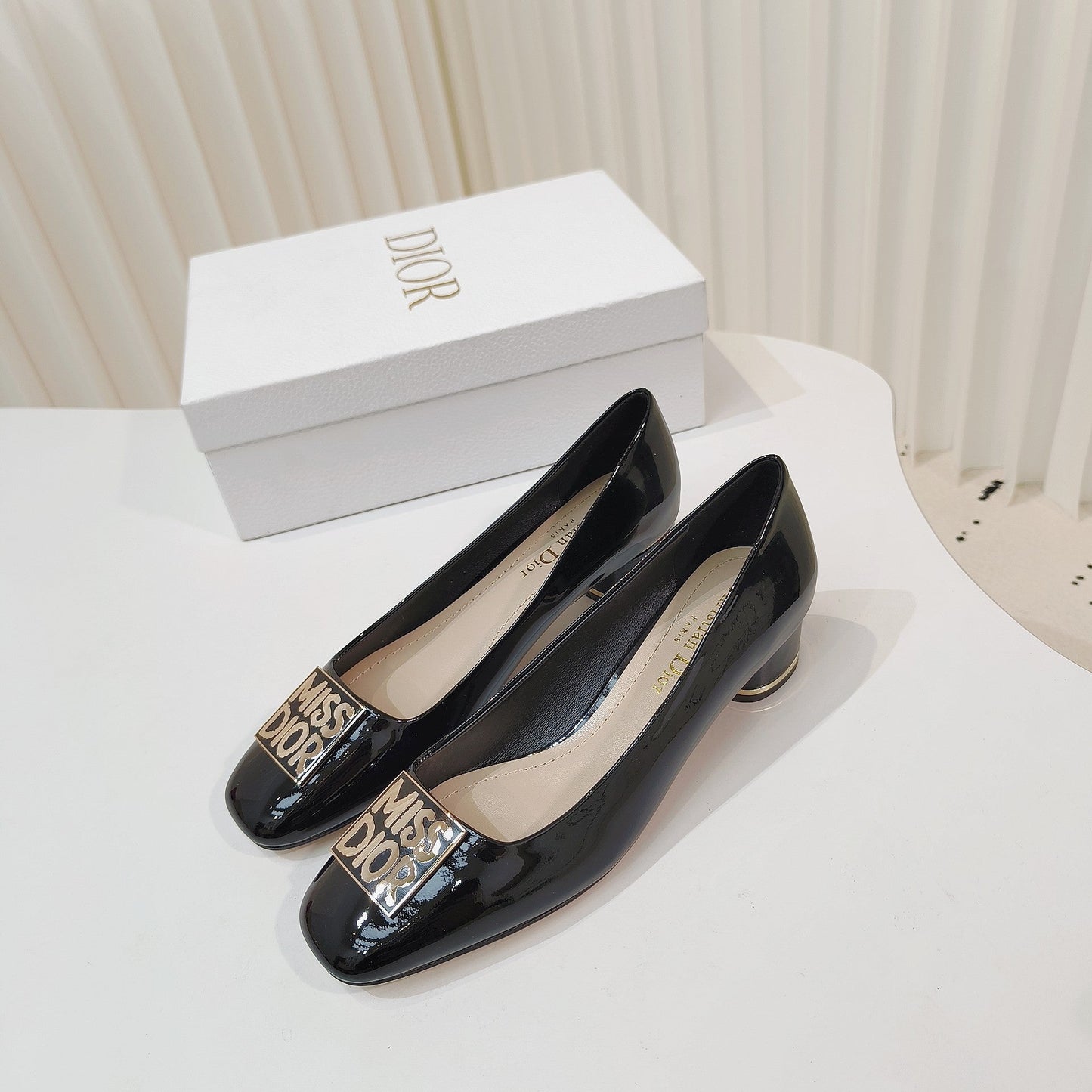 DIOR Miss DIOR Pump 40mm In Glossy Black Cowhide 111368