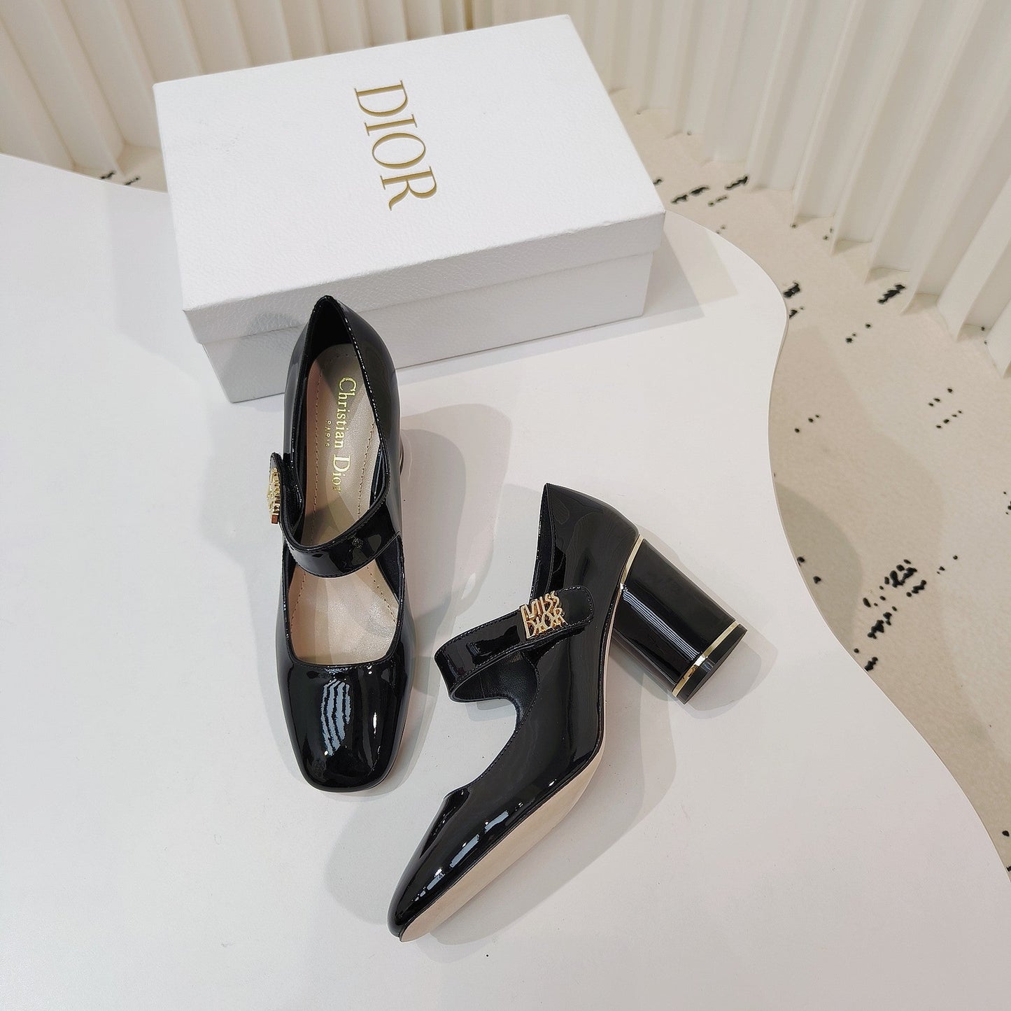 DIOR Miss DIOR Pump 85mm In Glossy Black Cowhide 111359
