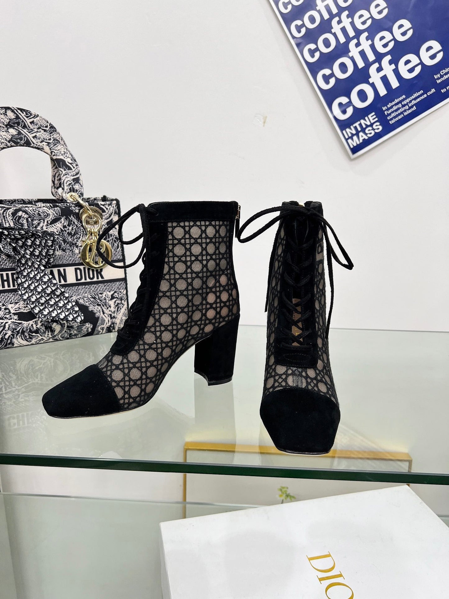 DIOR Naugtily-D Heeled Ankle Boot Black Fabric