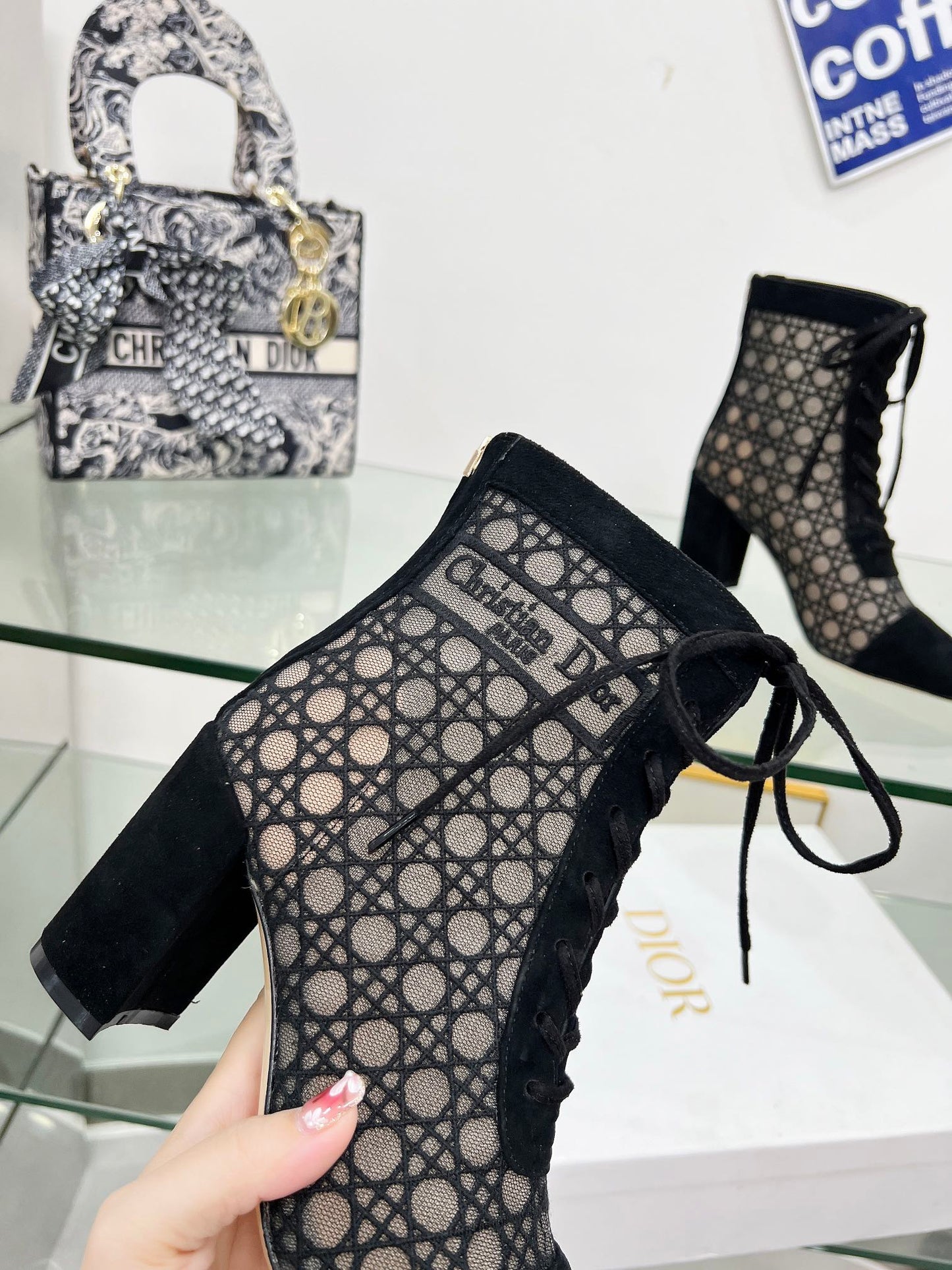DIOR Naugtily-D Heeled Ankle Boot Black Fabric