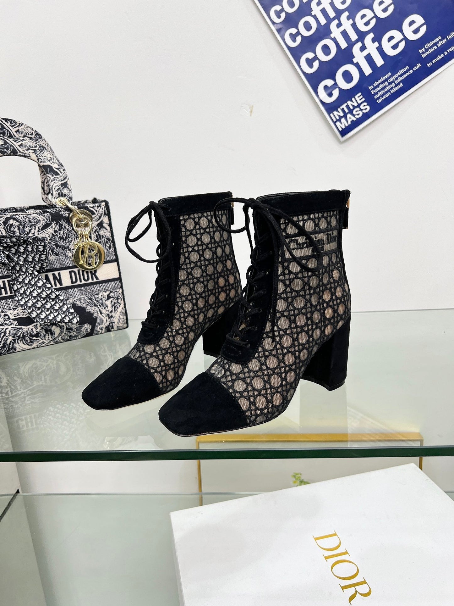 DIOR Naugtily-D Heeled Ankle Boot Black Fabric