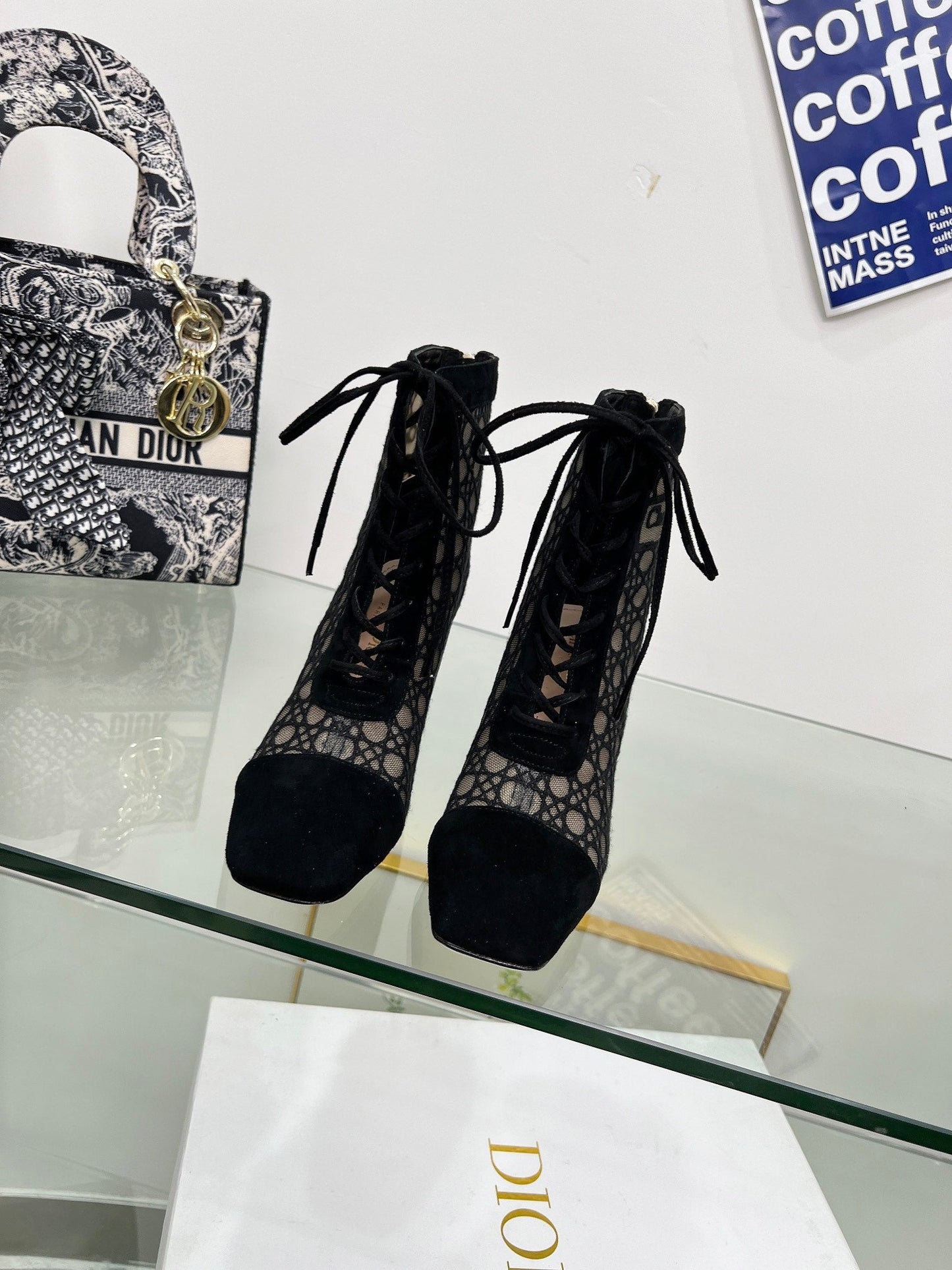 DIOR Naugtily-D Heeled Ankle Boot Black Fabric