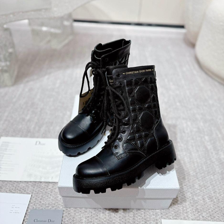 DIOR D-Unit Ankle Boot 40mm In Black Plain Calfskin 988755