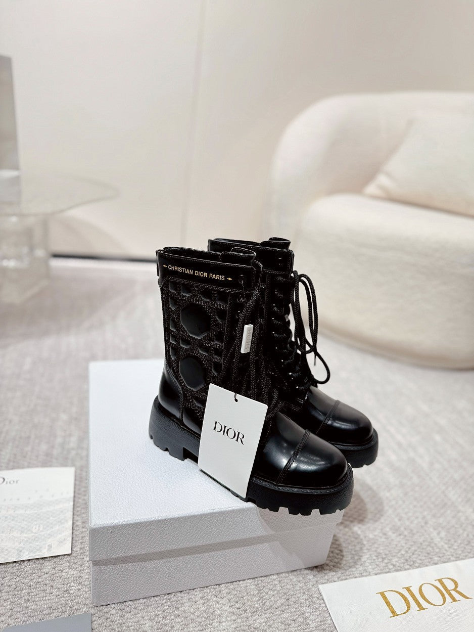 DIOR D-Unit Ankle Boot 40mm In Black Glossy Calfskin 988757