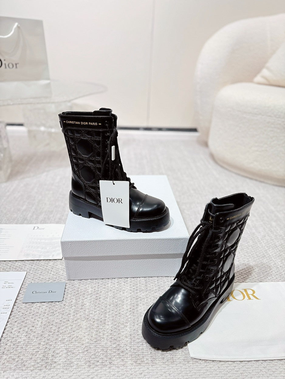 DIOR D-Unit Ankle Boot 40mm In Black Glossy Calfskin 988757