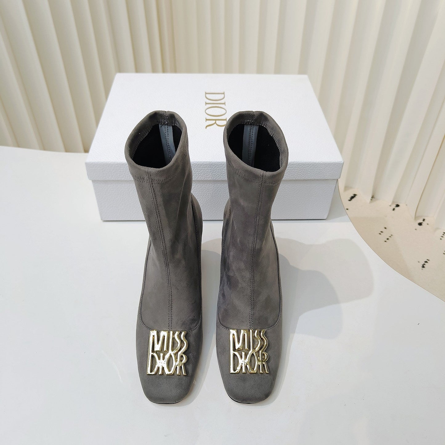 DIOR Miss DIOR Ankle Boots 80mm Grey Suede 111378