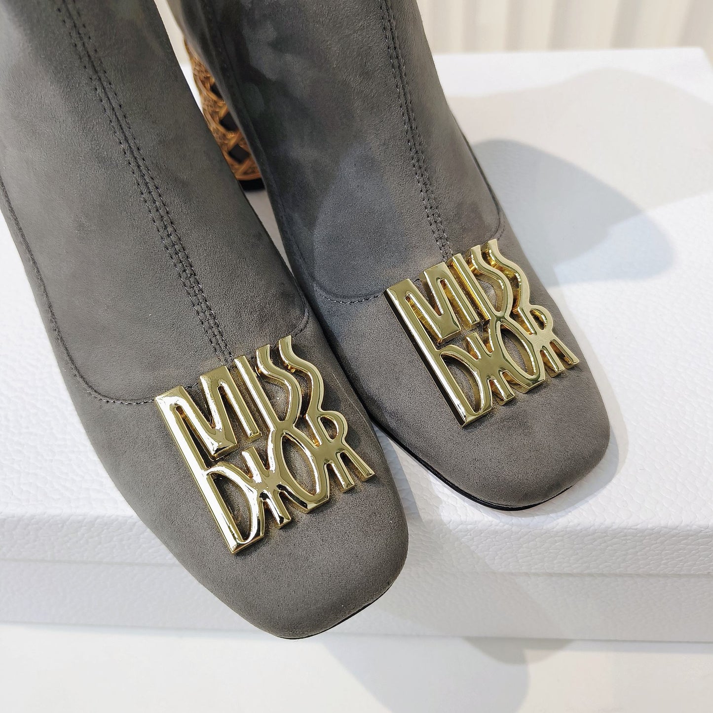 DIOR Miss DIOR Ankle Boots 80mm Grey Suede 111378