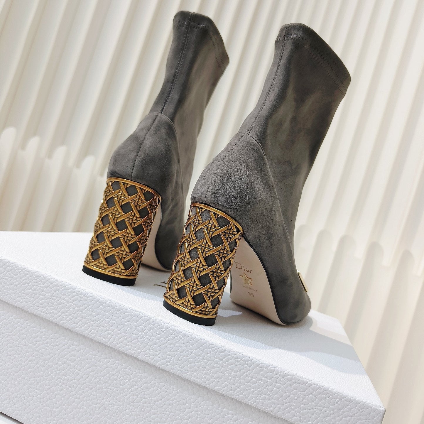 DIOR Miss DIOR Ankle Boots 80mm Grey Suede 111378