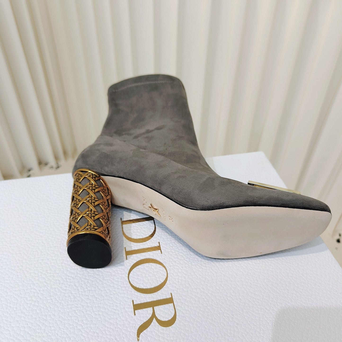 DIOR Miss DIOR Ankle Boots 80mm Grey Suede 111378
