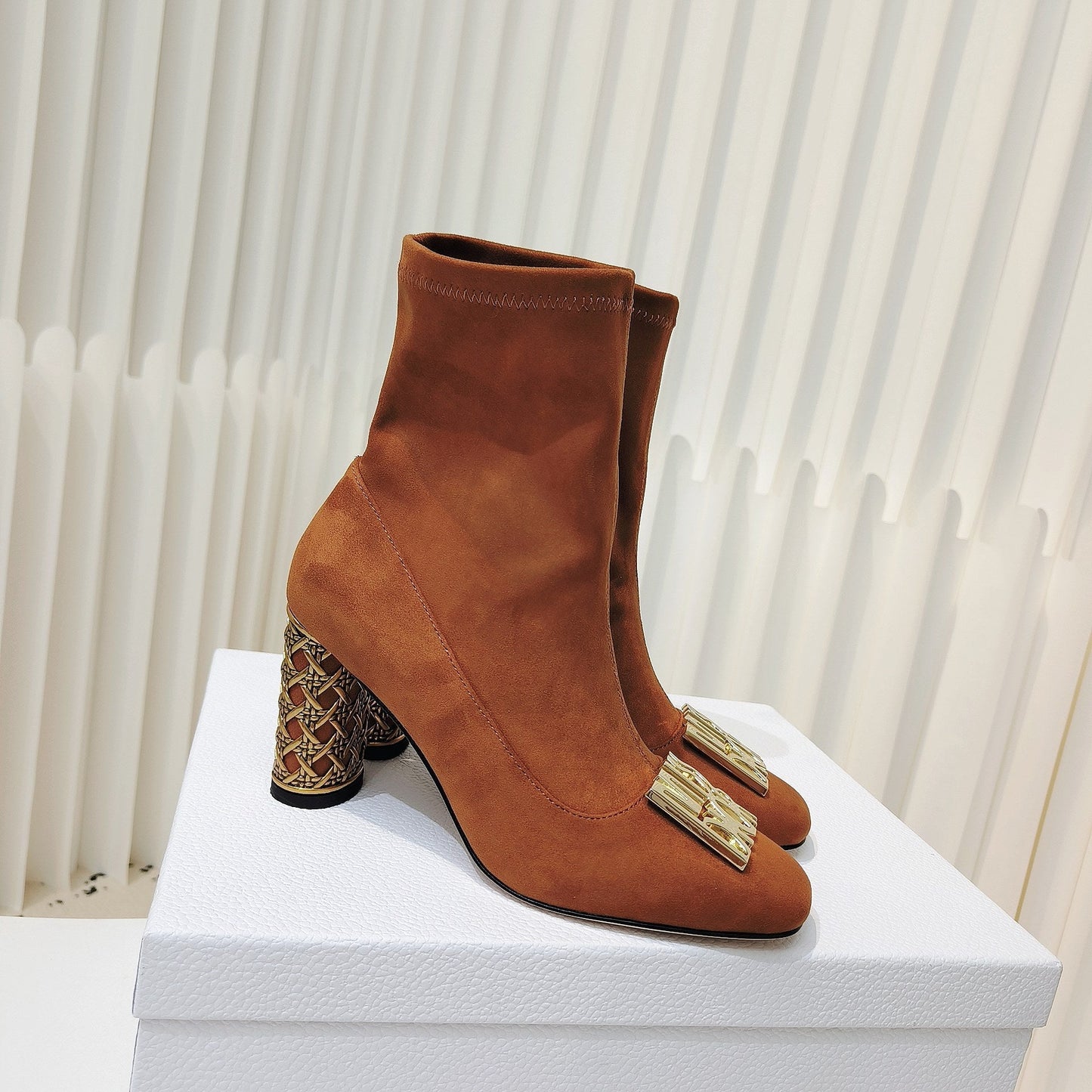 DIOR Miss DIOR Ankle Boots 80mm Orange Brown Suede 111380