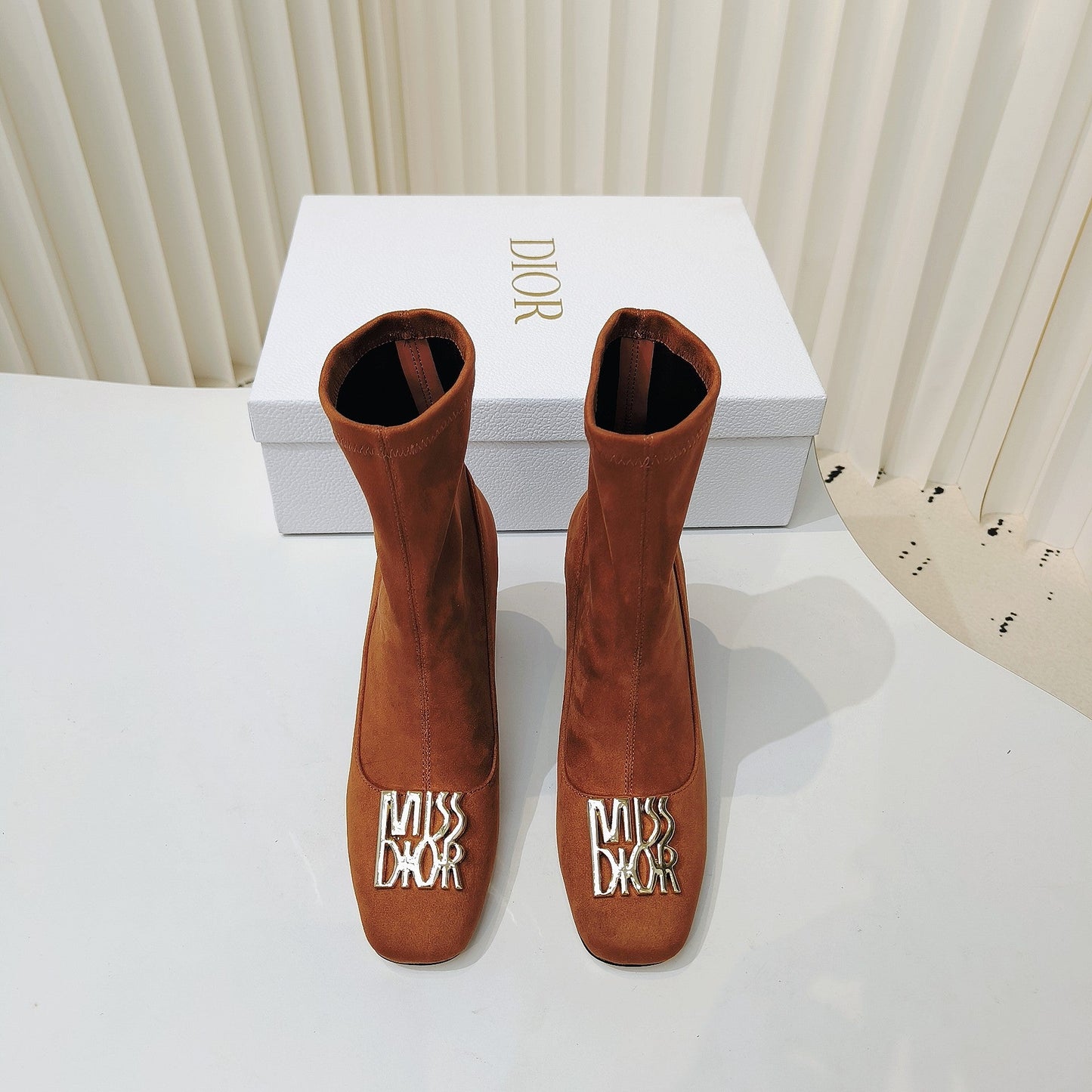 DIOR Miss DIOR Ankle Boots 80mm Orange Brown Suede 111380