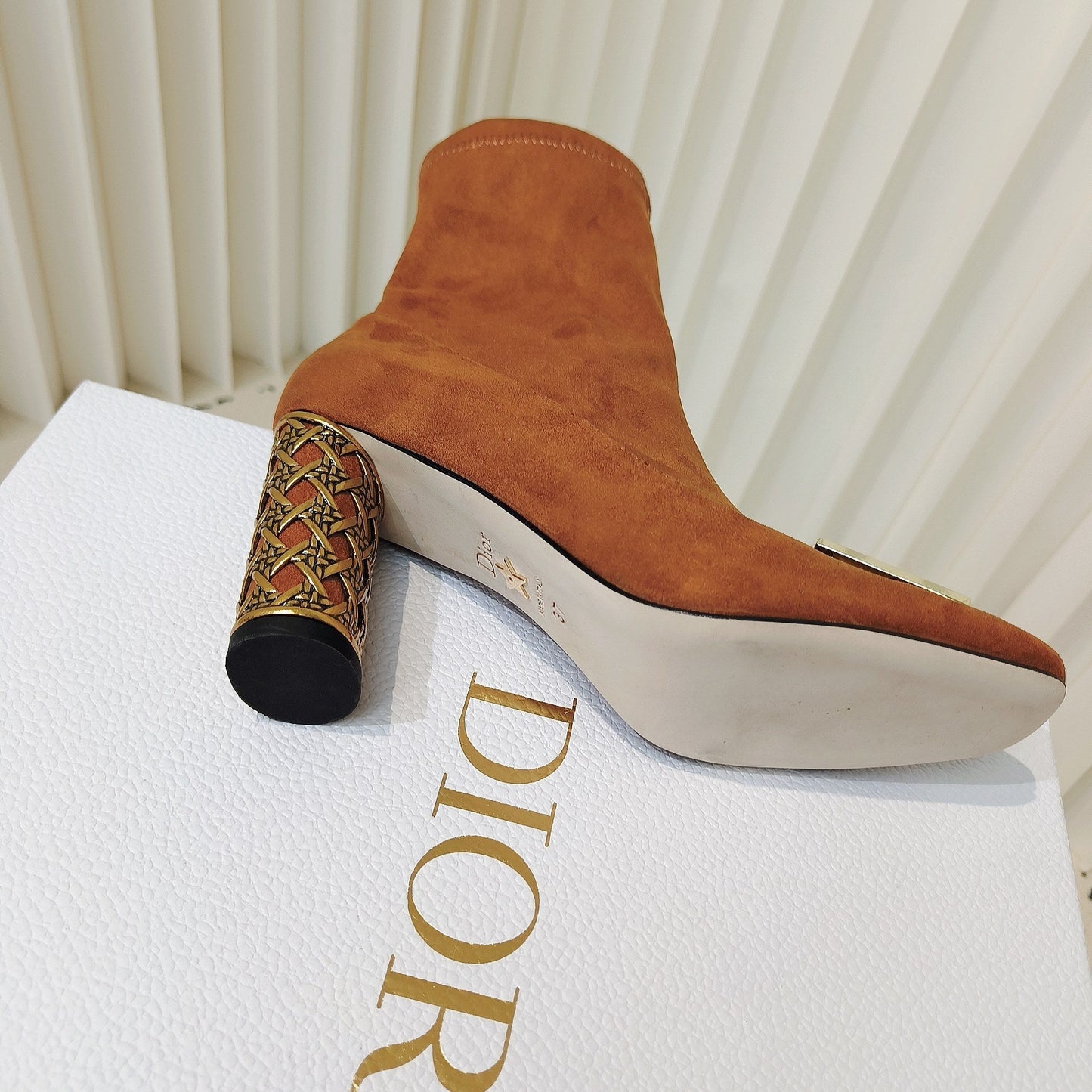 DIOR Miss DIOR Ankle Boots 80mm Orange Brown Suede 111380