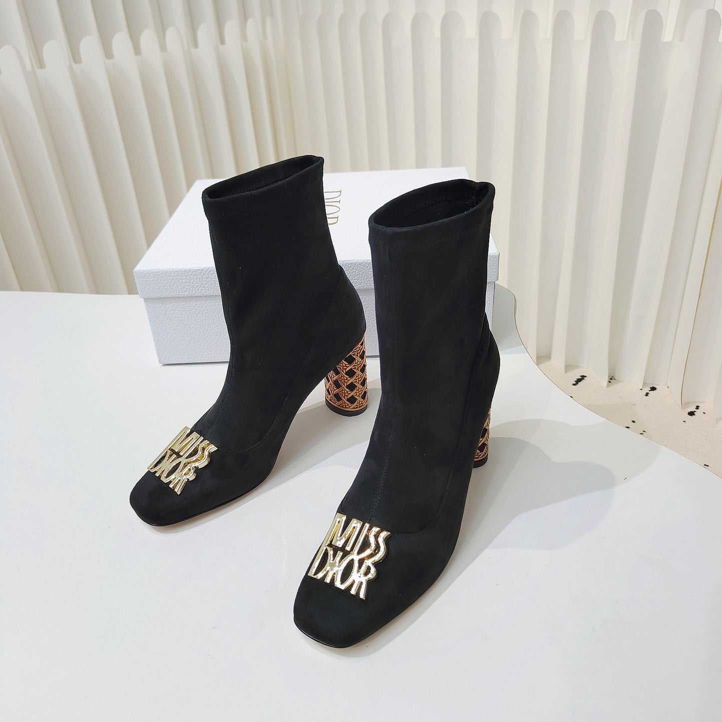 DIOR Miss DIOR Ankle Boots 80mm Black Suede 111382
