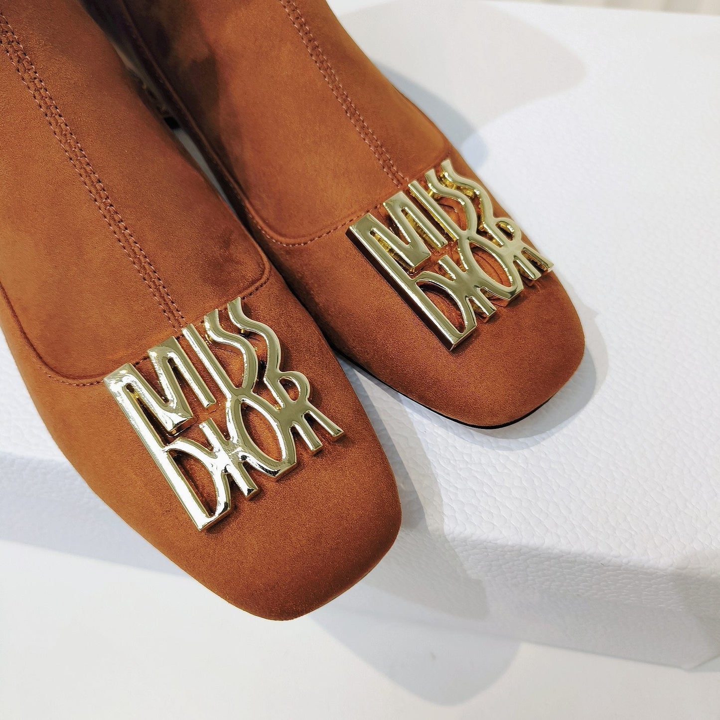 DIOR Miss DIOR Ankle Boots 40mm Orange Brown Suede 111387