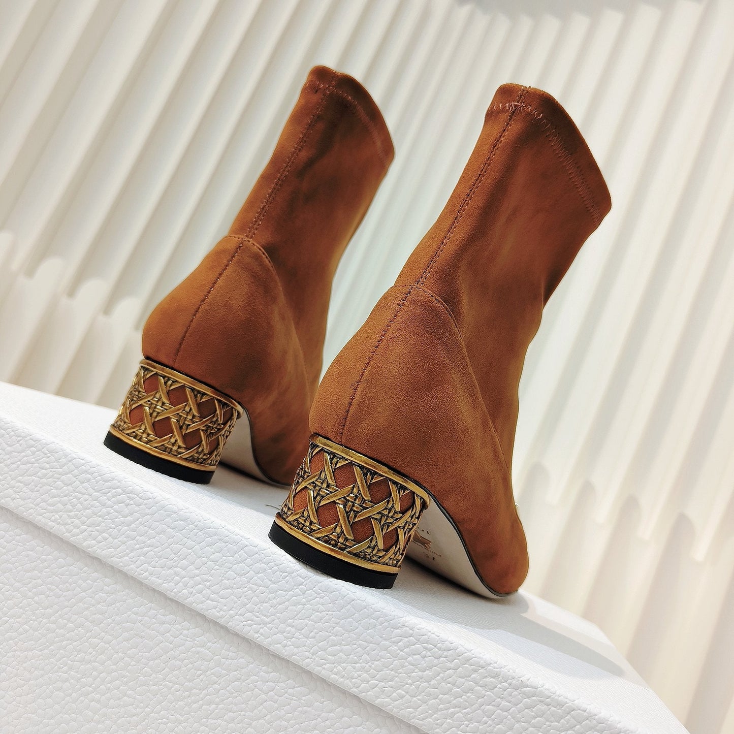 DIOR Miss DIOR Ankle Boots 40mm Orange Brown Suede 111387