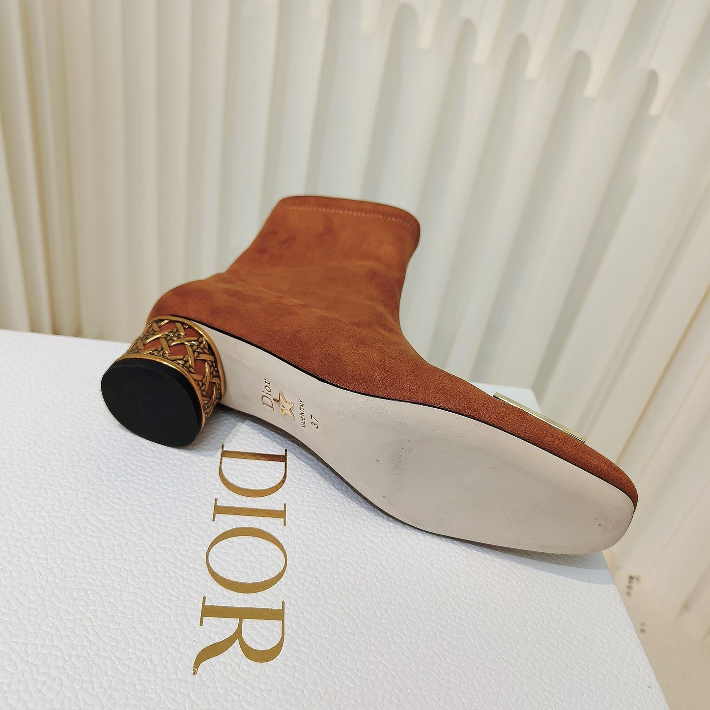 DIOR Miss DIOR Ankle Boots 40mm Orange Brown Suede 111387