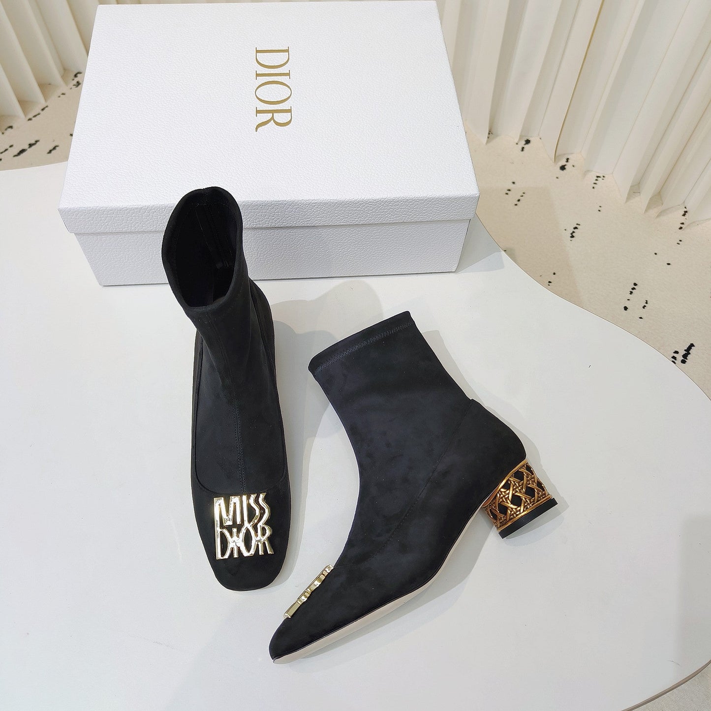 DIOR Miss DIOR Ankle Boots 40mm Black Suede 111389