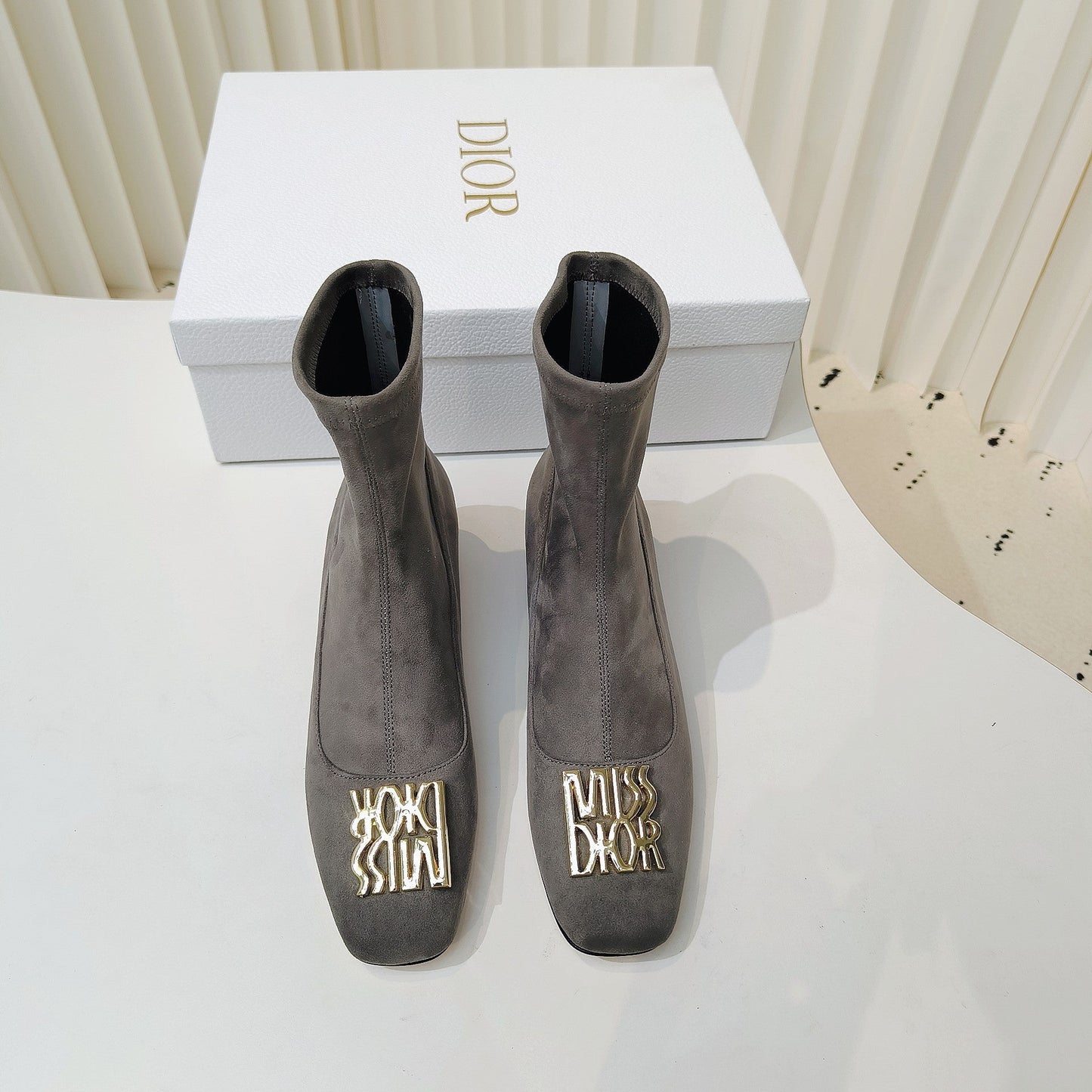 DIOR Miss DIOR Ankle Boots 40mm Grey Suede 111391