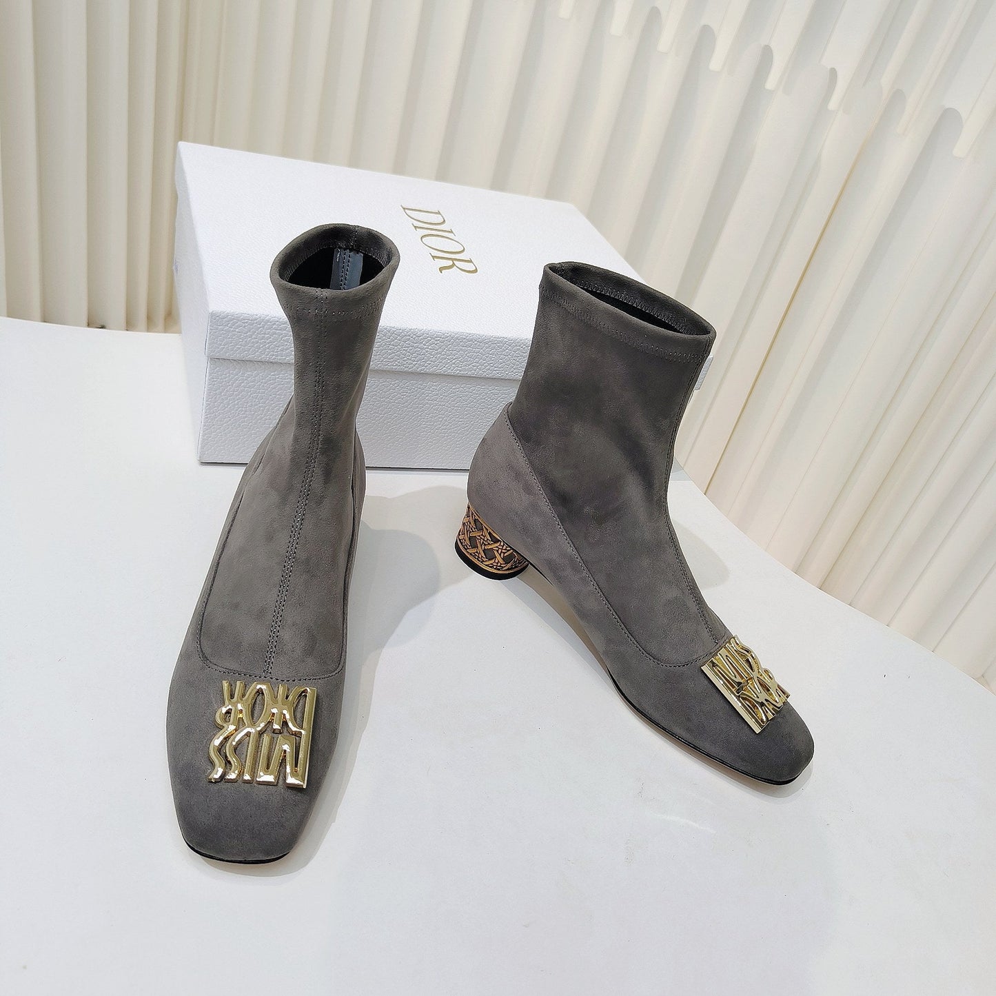 DIOR Miss DIOR Ankle Boots 40mm Grey Suede 111391