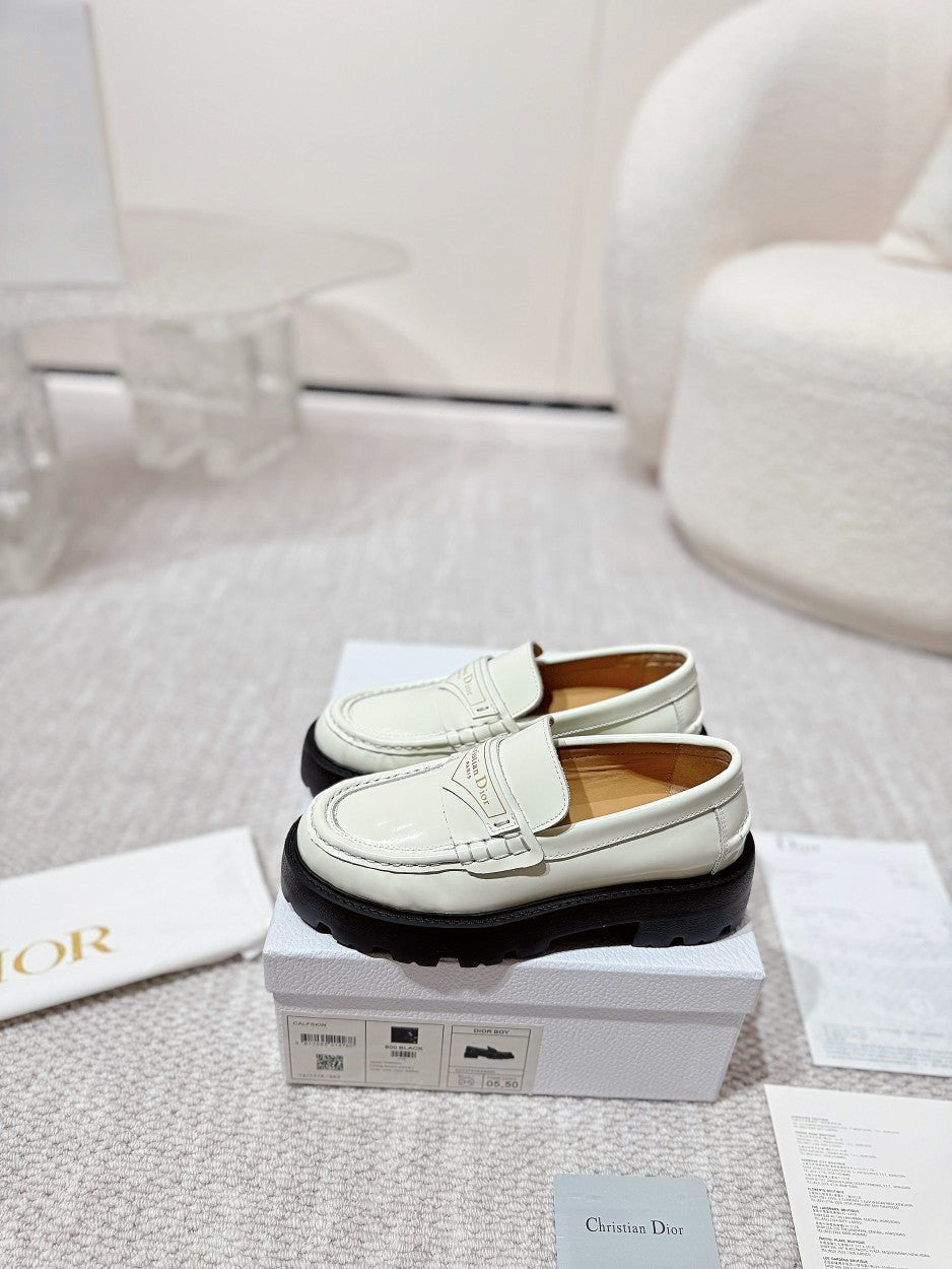 DIOR Boy Platform Loafer In White Cowhide 988790
