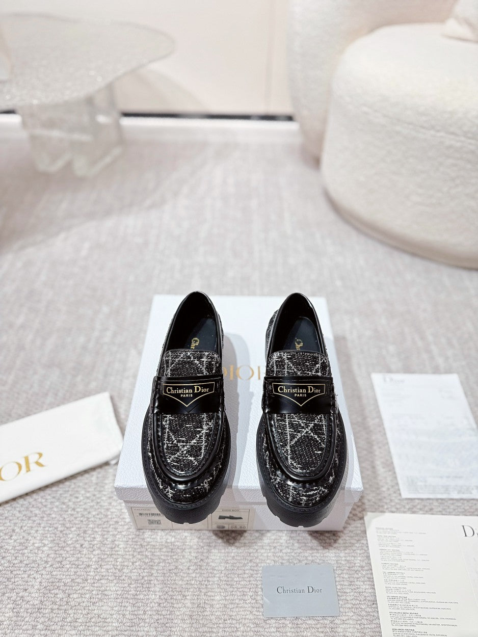 DIOR Boy Platform Loafer In Black Tweed Fabric 988792