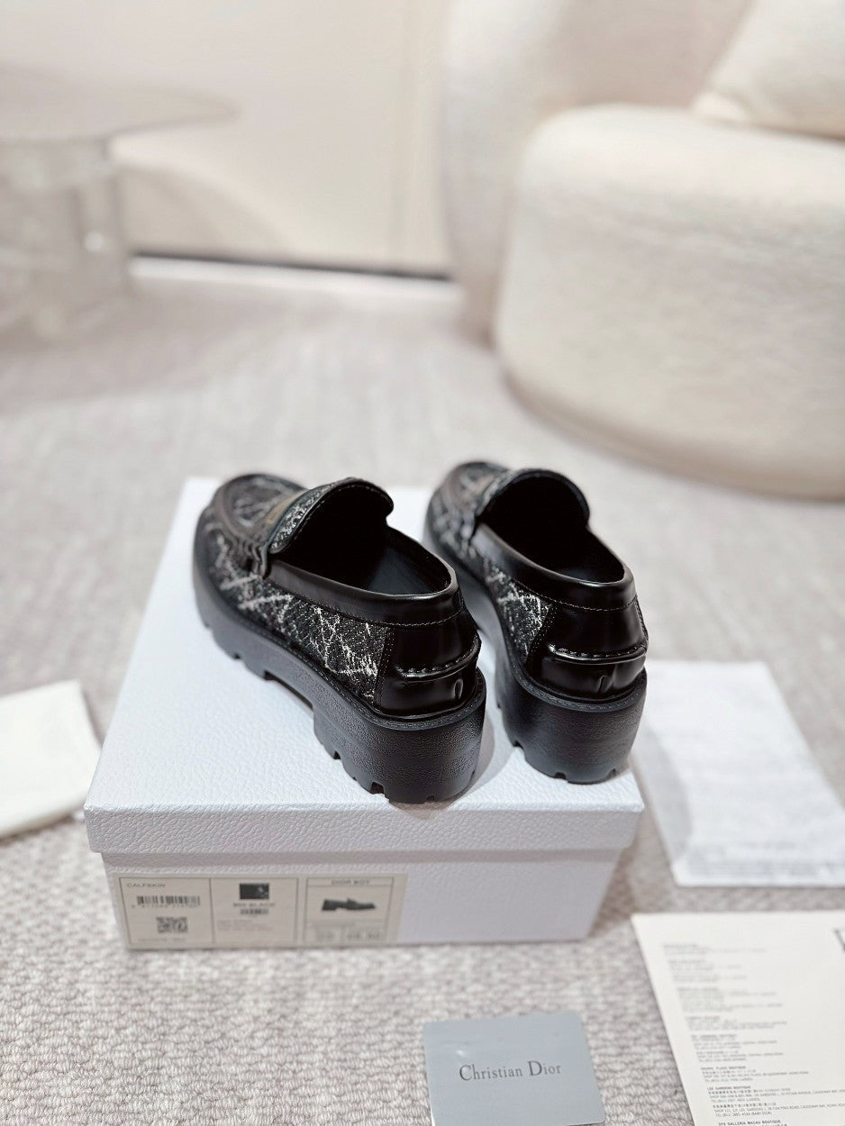 DIOR Boy Platform Loafer In Black Tweed Fabric 988792