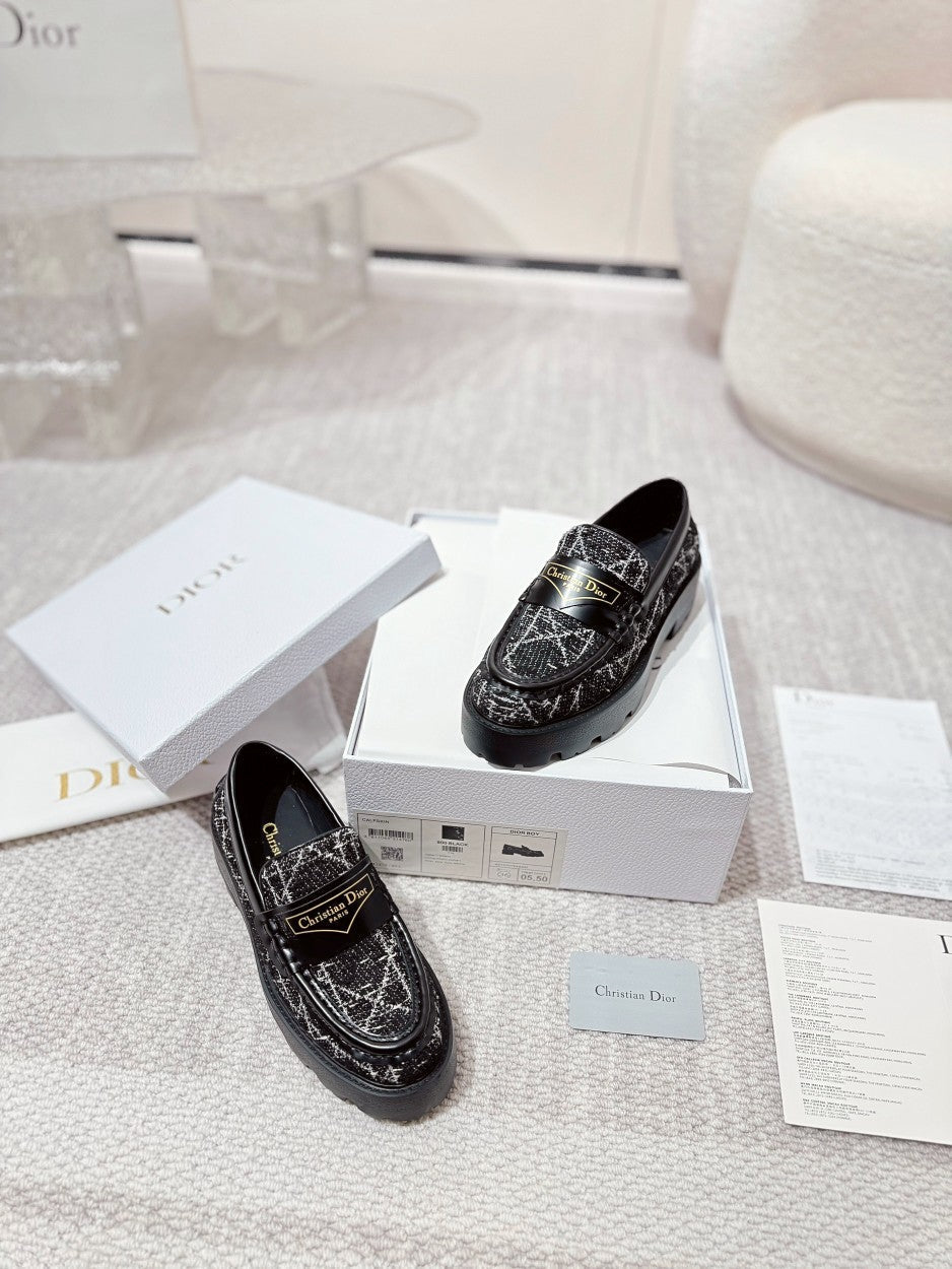 DIOR Boy Platform Loafer In Black Tweed Fabric 988792