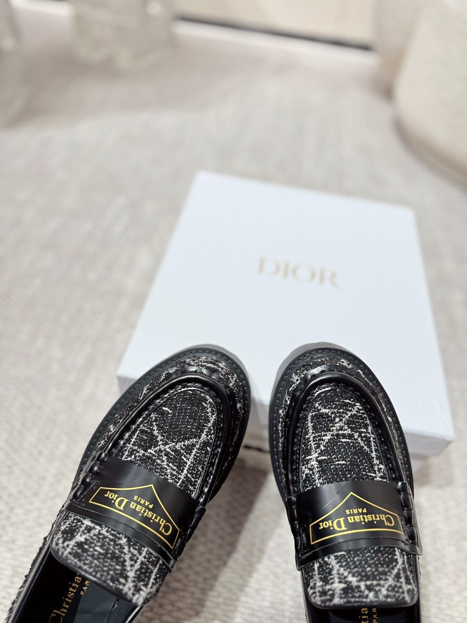DIOR Boy Platform Loafer In Black Tweed Fabric 988792