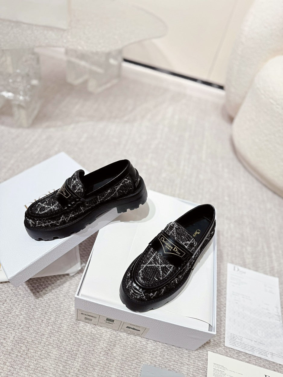 DIOR Boy Platform Loafer In Black Tweed Fabric 988792