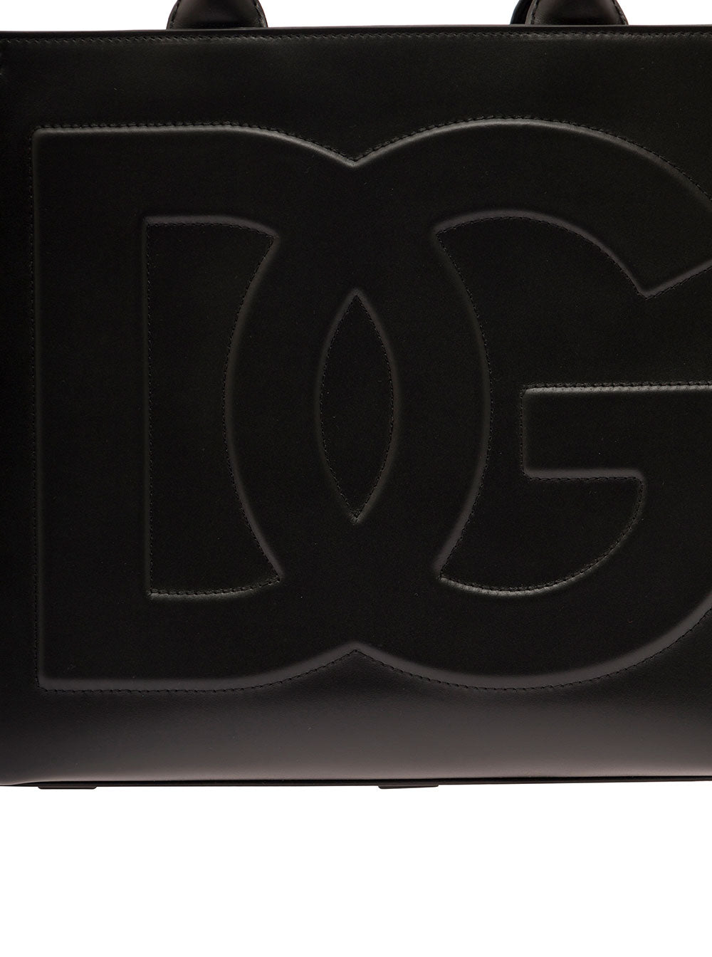 Dolce & Gabbana Women 'Dg Daily Medium' Black Handbag With Dg Logo Detail In Smooth Leather Woman