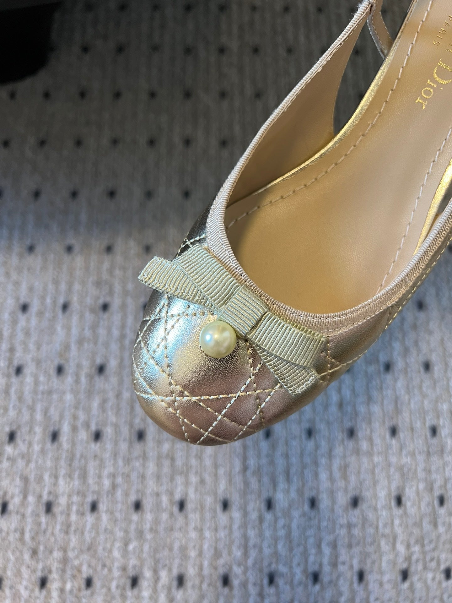 DIOR Ballet Slingback Pump 35mm In Gold Quilted Calfskin 997273