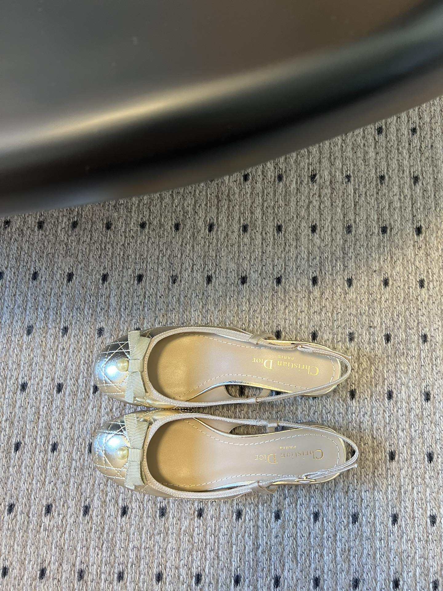 DIOR Ballet Slingback Pump 35mm In Gold Quilted Calfskin 997273