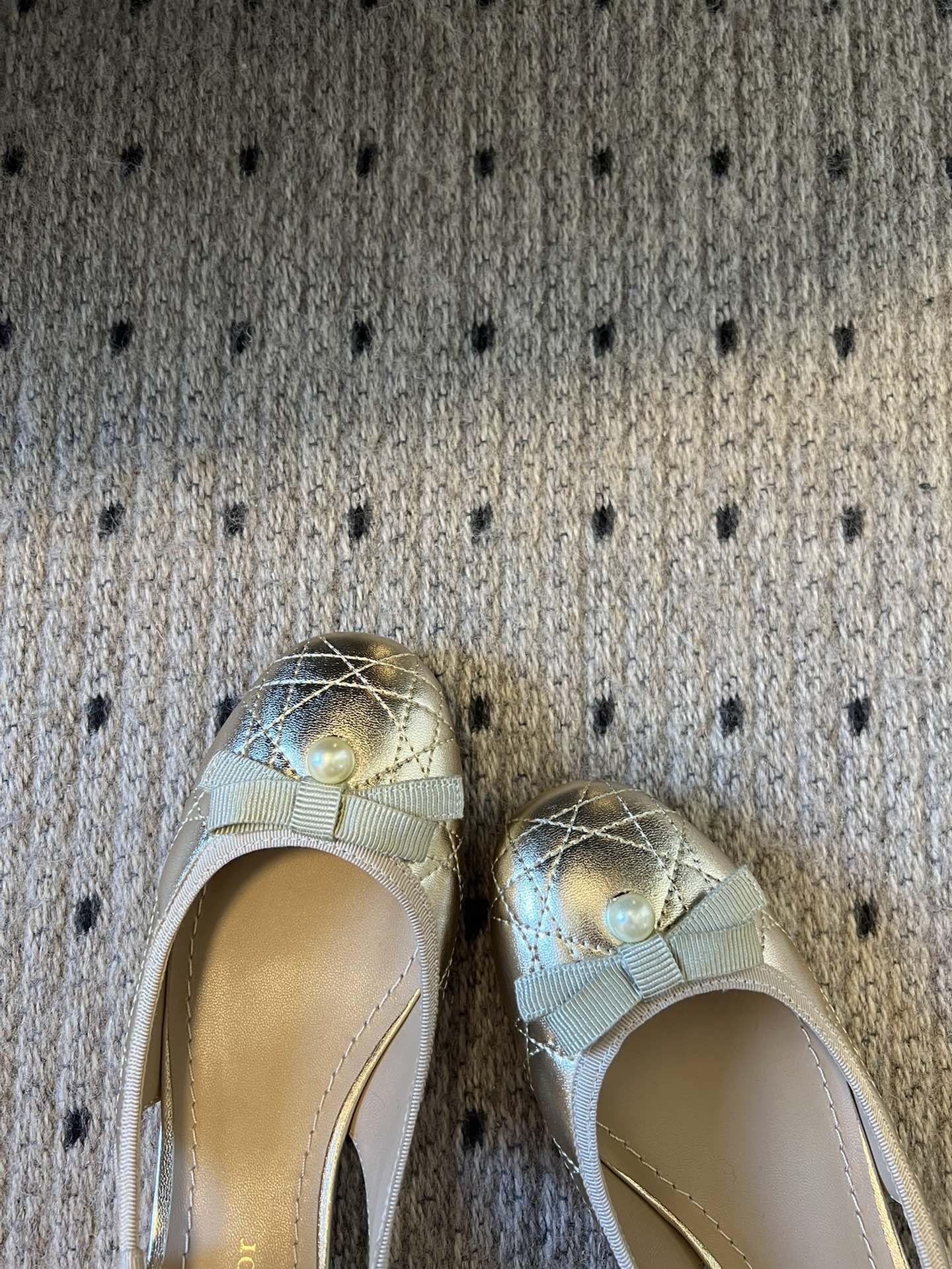 DIOR Ballet Slingback Pump 35mm In Gold Quilted Calfskin 997273