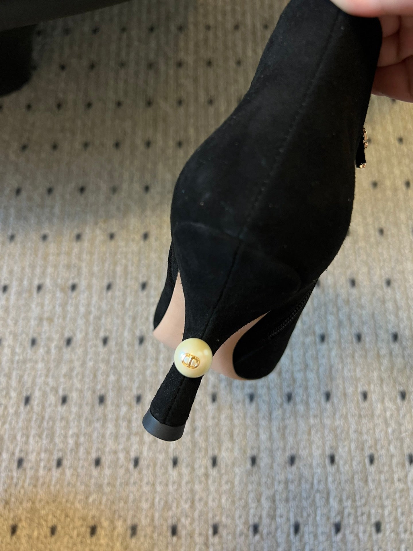 DIOR Tribales Heeled Ankle Boot 75mm In Black Suede 996953