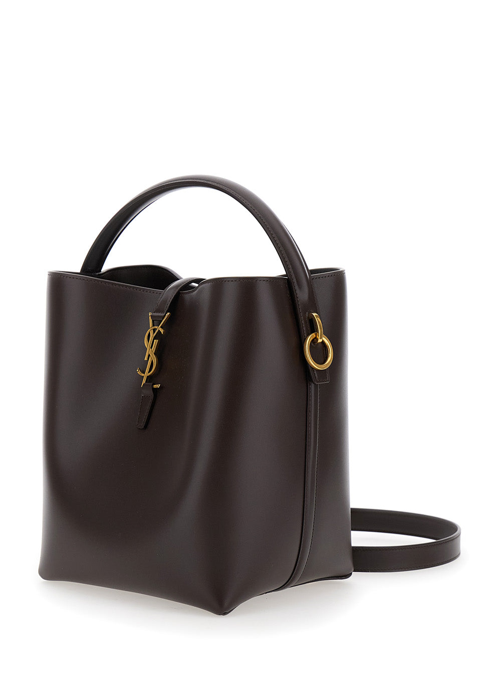Saint Laurent Women 'Le 37' Brown Handbag With Ysl Logo Plate And Shoulder Strap In Leather Woman