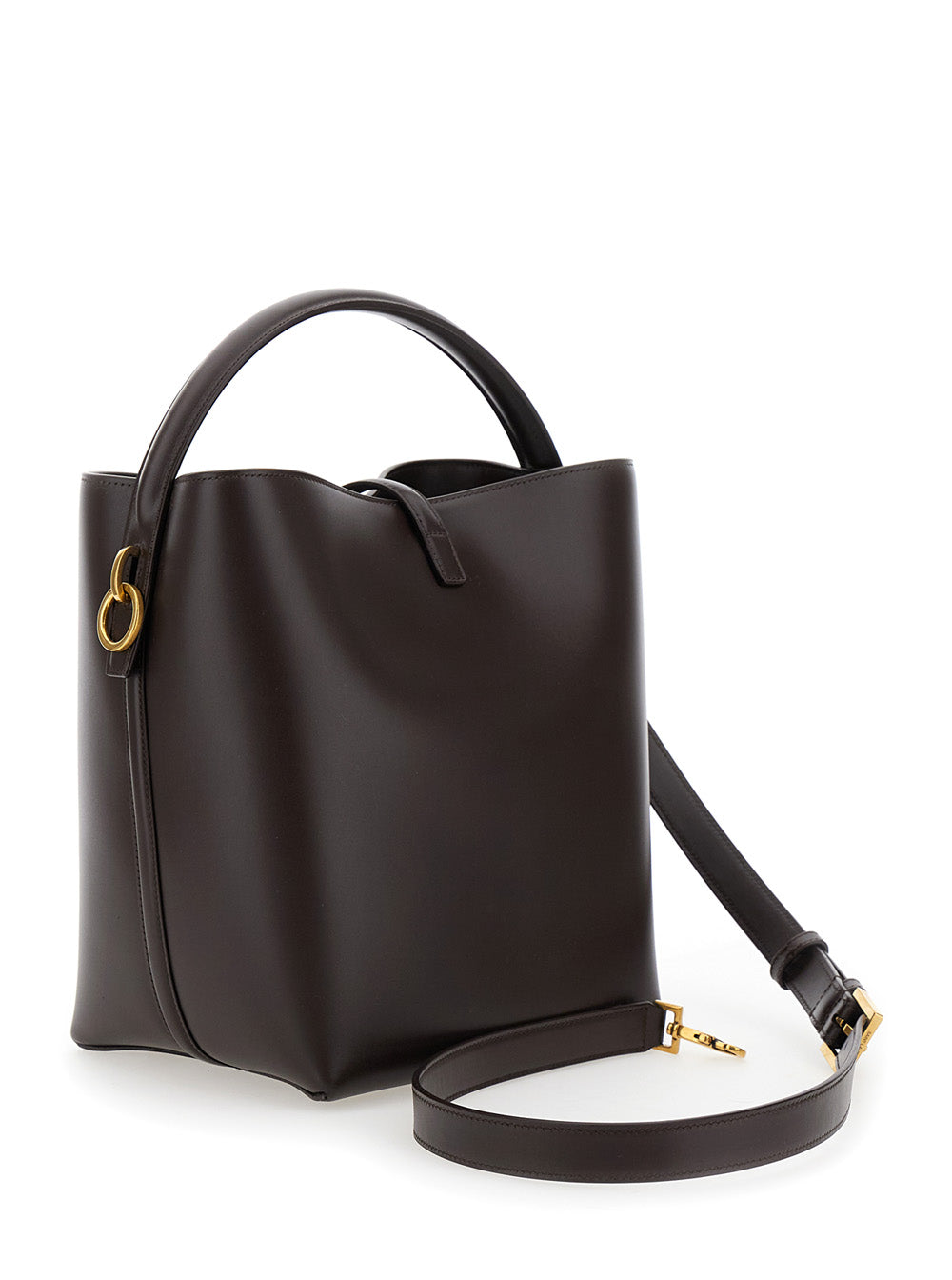 Saint Laurent Women 'Le 37' Brown Handbag With Ysl Logo Plate And Shoulder Strap In Leather Woman