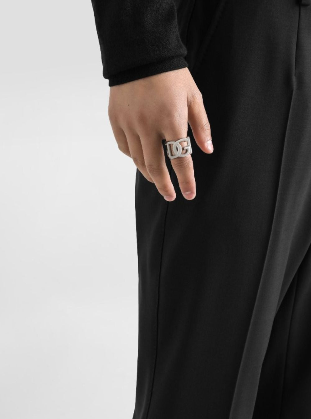 Dolce & Gabbana Men Silver-Tone Chunky Logo Ring In Brass Man