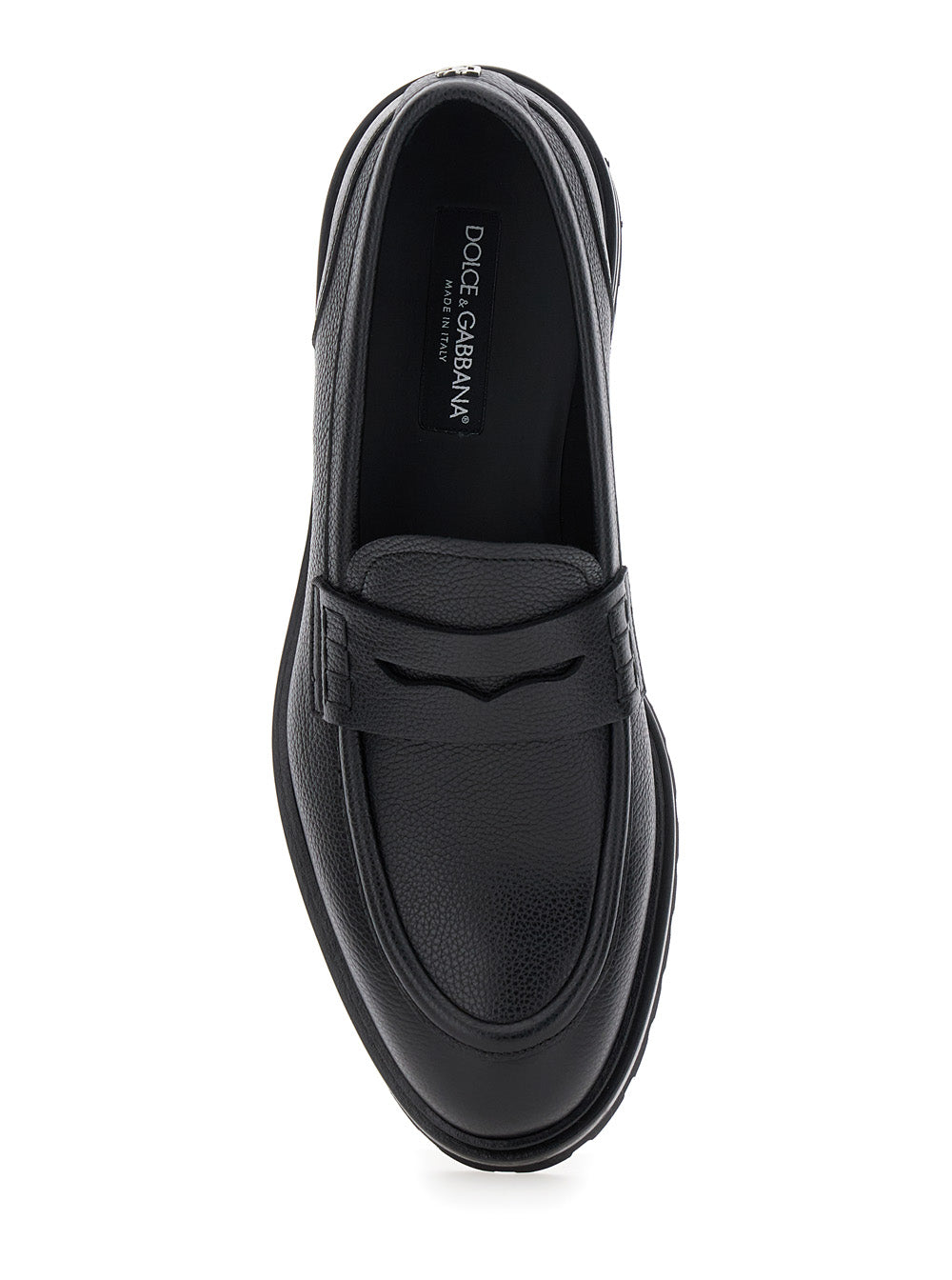 Dolce & Gabbana Men 'Altavilla' Black Loafers With Dg Logo On The Heel In Brushed Leather Man