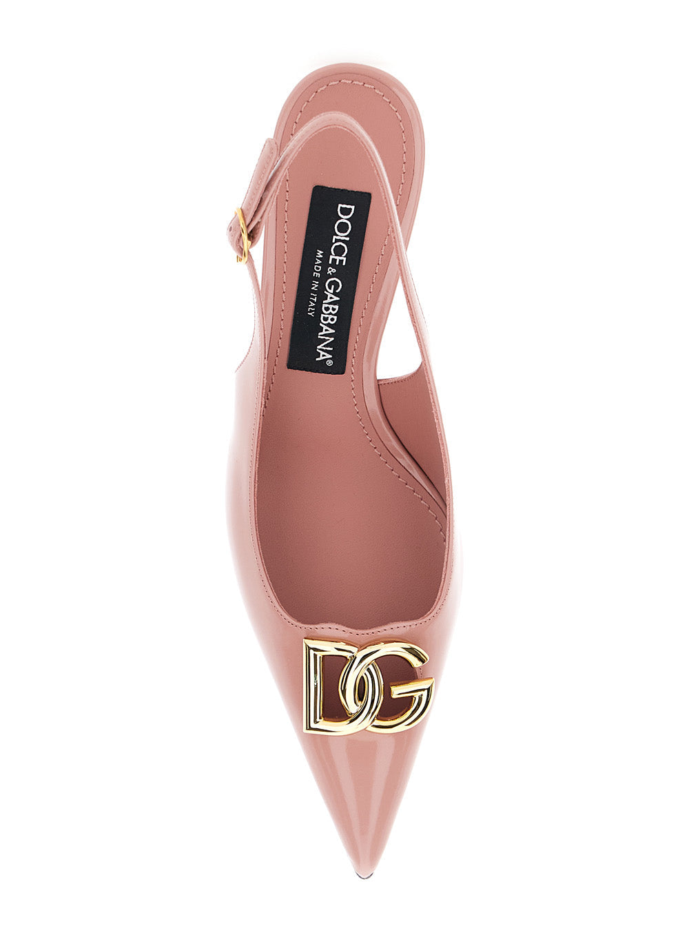 Dolce & Gabbana Women Pink Slingback Pumps With Logo Plaque On The Front In Leather Woman