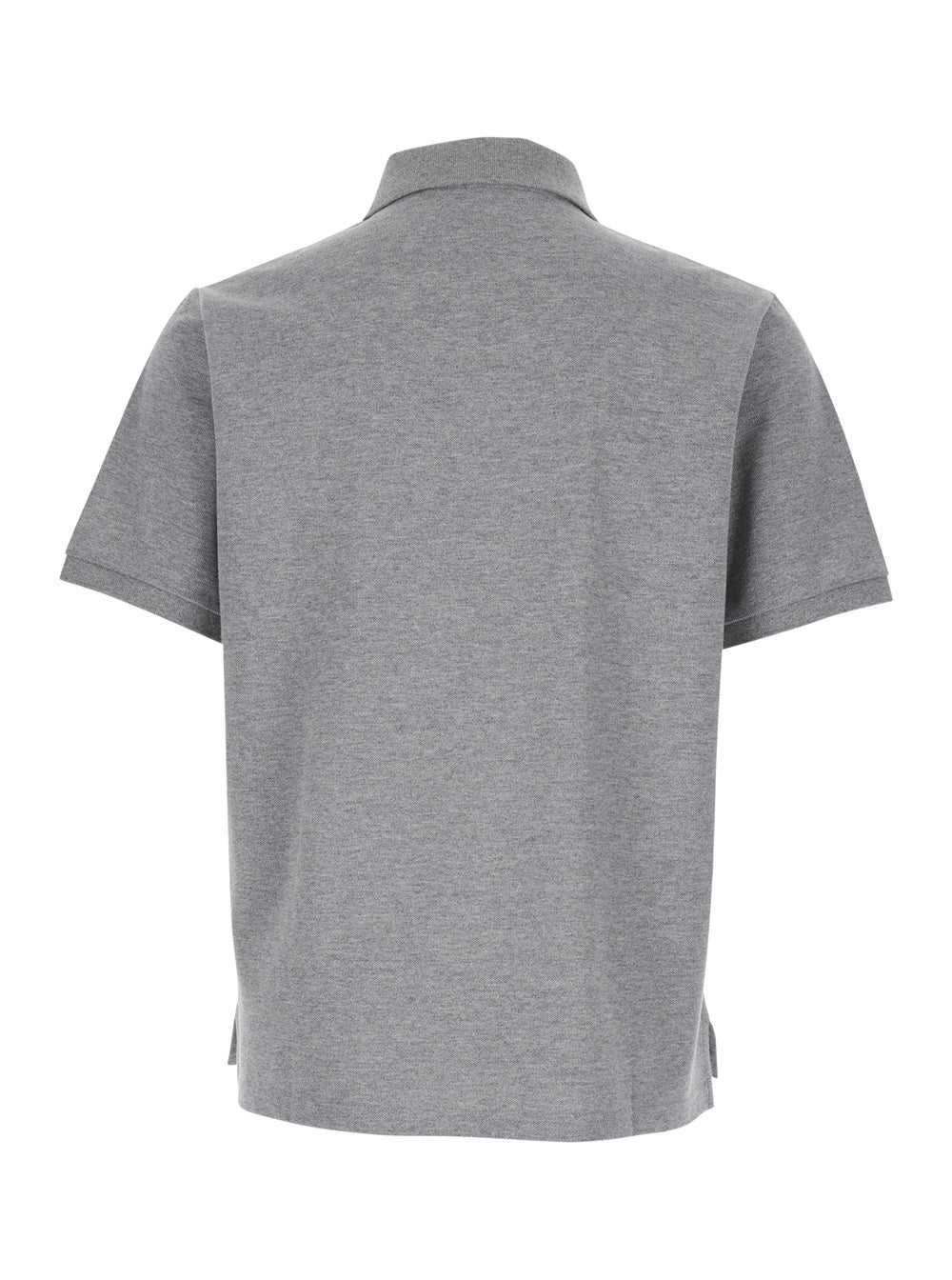 Saint Laurent Men Grey Polo Shirt With Tone-On-Tone Embroidered Logo On The Front In Cotton Blend Man