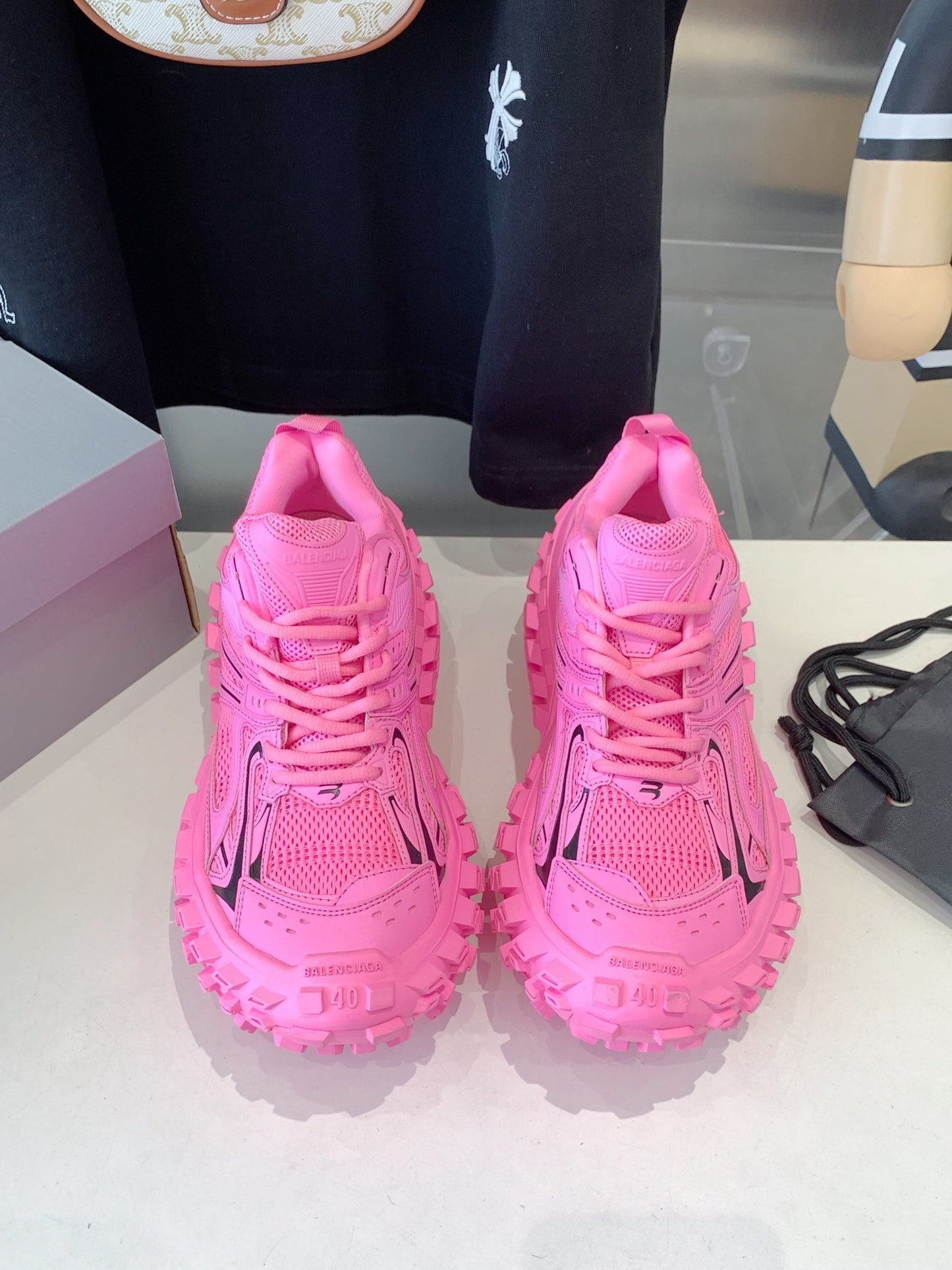Balanciaga CHUNKY SNEAKERS IN PINK MIX BLACK POLYURETHANE, POLYESTER AND NYLON