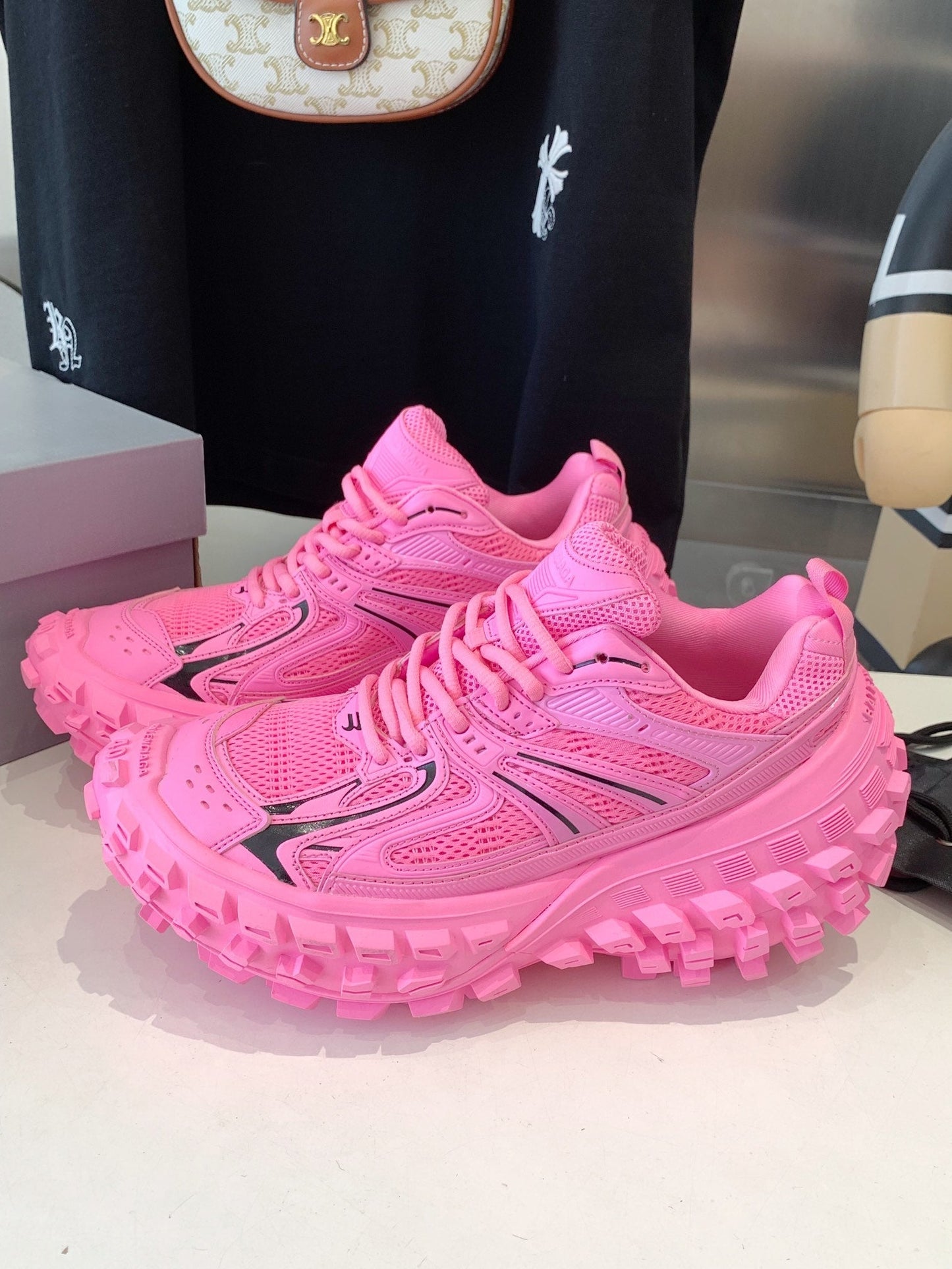 Balanciaga CHUNKY SNEAKERS IN PINK MIX BLACK POLYURETHANE, POLYESTER AND NYLON