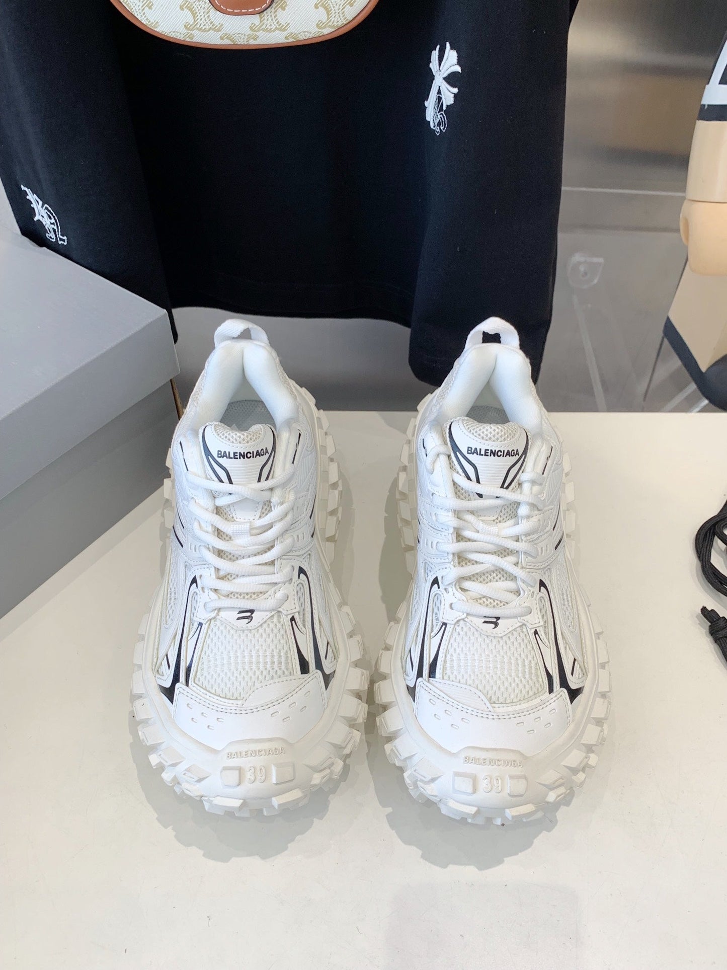 Balanciaga CHUNKY SNEAKERS IN WHITE MIX BLACK POLYURETHANE, POLYESTER AND NYLON