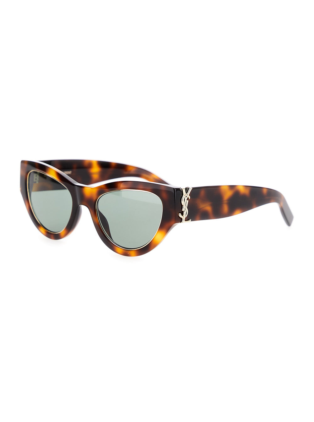Saint Laurent Women Brown Sunglasses With Thick Frame And Tortoiseshell Print In Acetate Woman