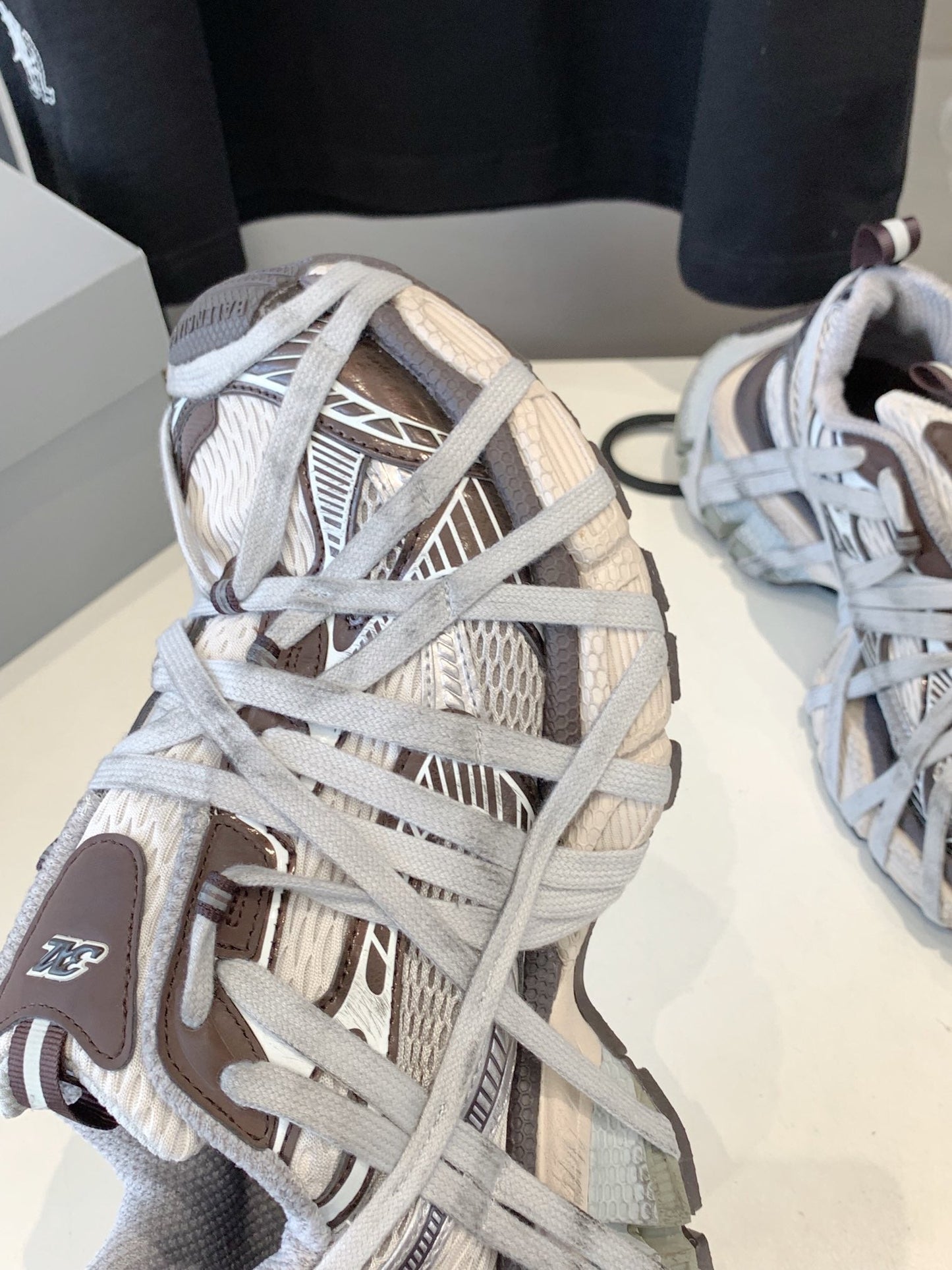 Balanciaga 3XL EXTREME LACE SNEAKER BROWN MIX DUST WHITE AND SILVER