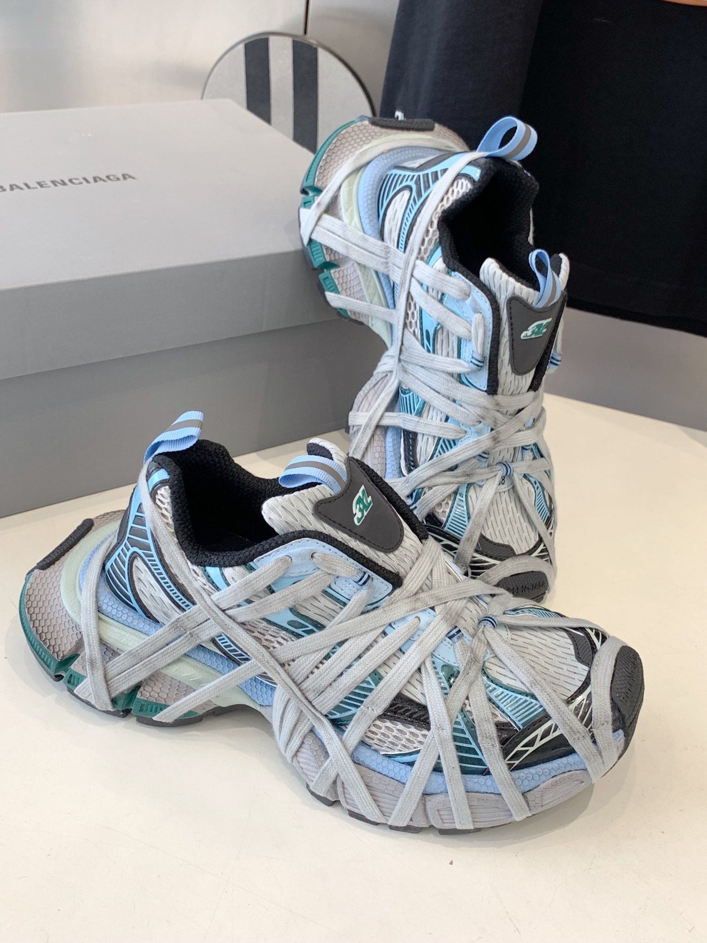 Balanciaga 3XL EXTREME LACE SNEAKER GRAY AND LIGHT BLUE